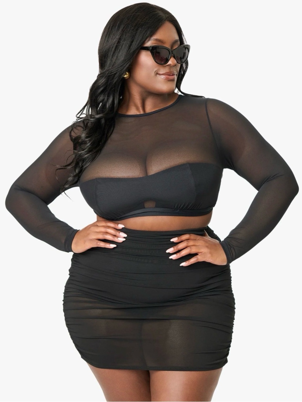 Unique Vintage Black Two-Piece Mesh Bikini Top NWOT